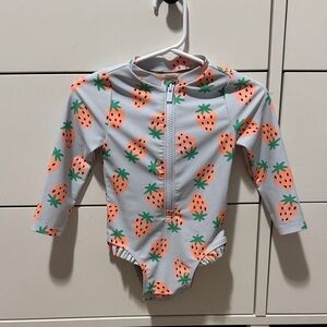 Old Navy Kids Blue and Pink Strawberry Rashguard